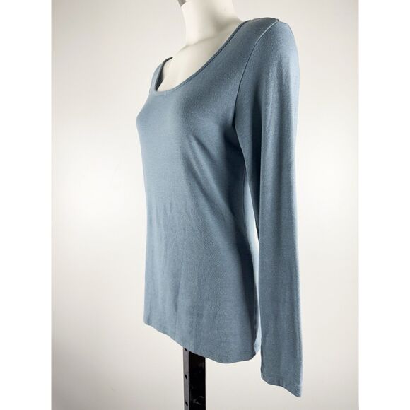 PERUVIAN CONNECTION Layering Tee Soft Large Cozy-long sleeve Delphinium - Picture 2 of 5